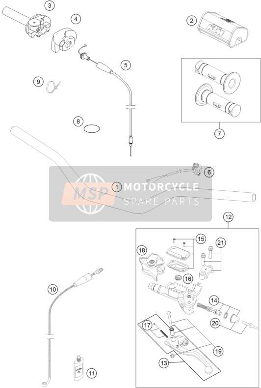 KTM 125 SX Europe 2016 Stuur, Besturing voor een 2016 KTM 125 SX Europe