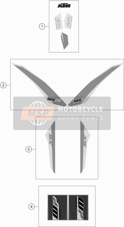 KTM 125 SX Europe 2017 Decal for a 2017 KTM 125 SX Europe