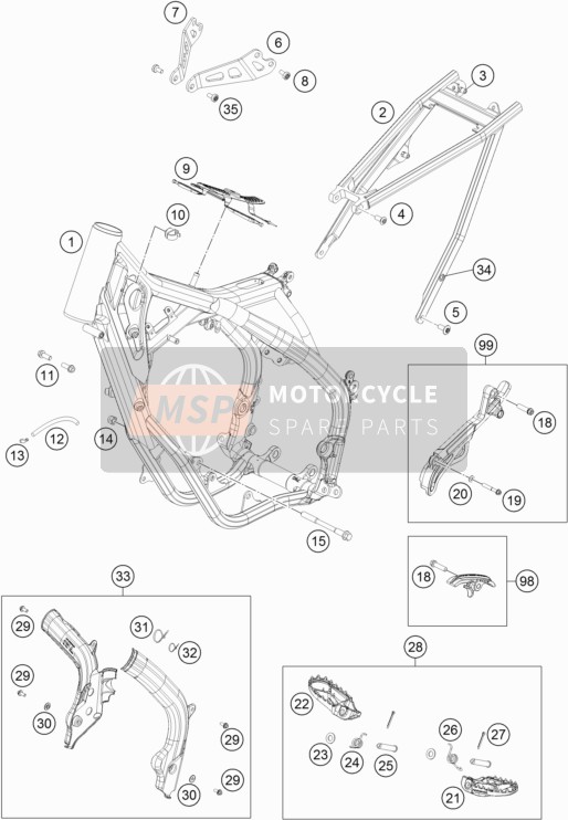 KTM 125 SX Europe 2017 Rahmen für ein 2017 KTM 125 SX Europe