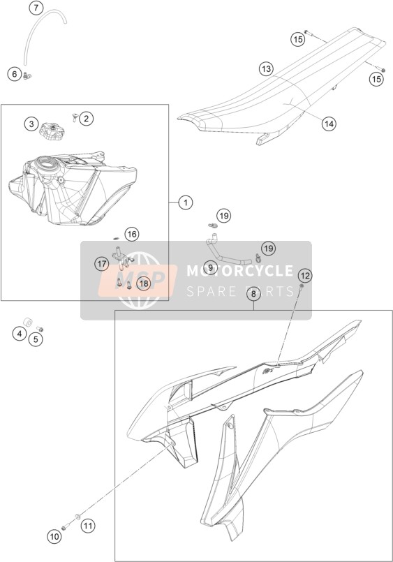 7900805400028B, Spoiler Kit Sx/xc 2017, KTM, 1