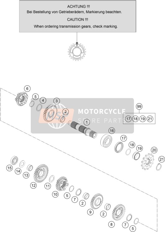 KTM 125 SX USA 2017 Transmission II - Counter Shaft for a 2017 KTM 125 SX USA