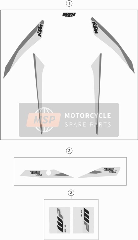 KTM 125 SX Europe 2018 Decal for a 2018 KTM 125 SX Europe