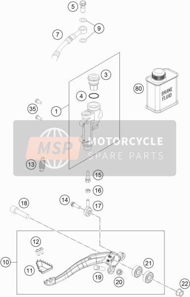 KTM 125 SX Europe 2018 Commande de frein arrière pour un 2018 KTM 125 SX Europe