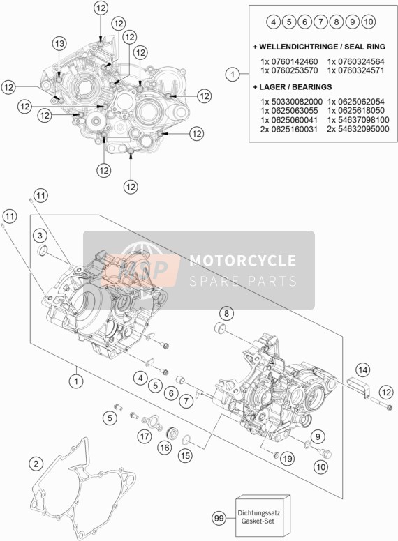 KTM 125 SX Europe 2019 MOTORGEHÄUSE für ein 2019 KTM 125 SX Europe