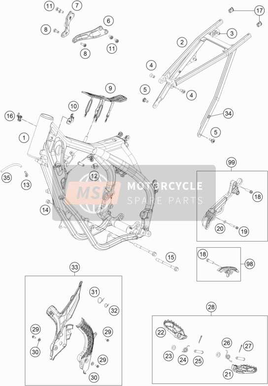 KTM 125 SX Europe 2019 Frame for a 2019 KTM 125 SX Europe