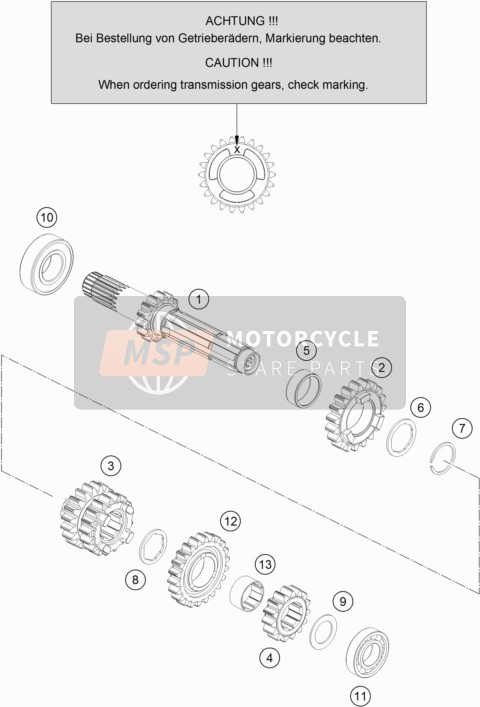 KTM 125 SX USA 2019 Transmisión I - Eje principal para un 2019 KTM 125 SX USA