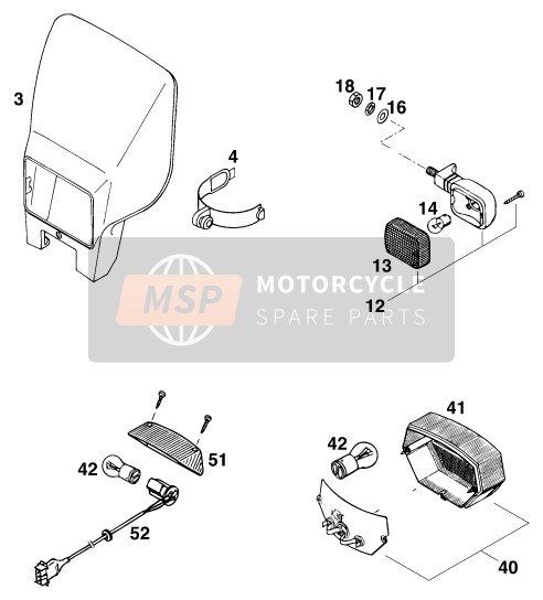 KTM 125 SX M/O Europe 1996 Sistema di illuminazione per un 1996 KTM 125 SX M/O Europe