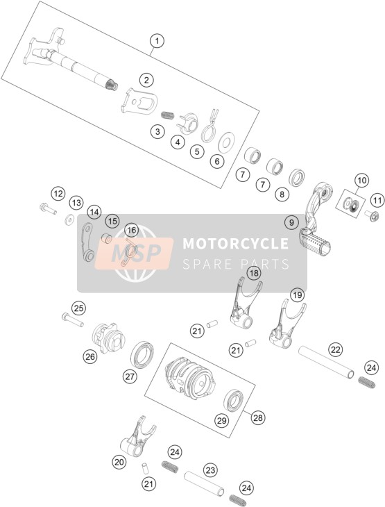 KTM 125 SX  (2) 2020 Shifting Mechanism for a 2020 KTM 125 SX  (2)