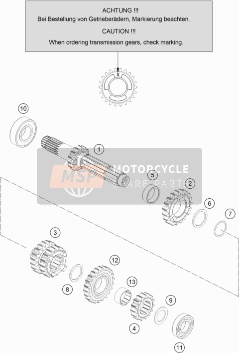 KTM 125 SX  2020 Transmisión I - Eje principal para un 2020 KTM 125 SX 