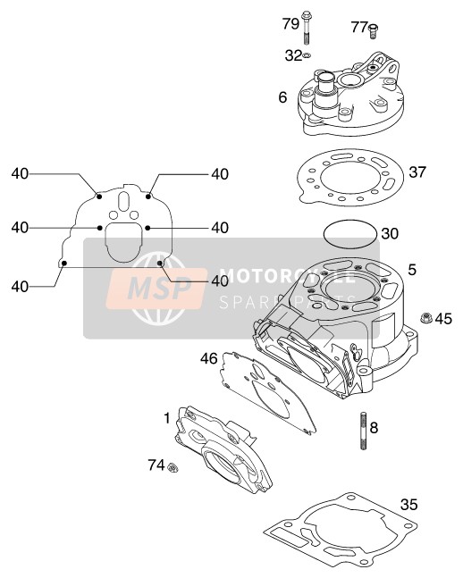 KTM 125 SXS Europe 2001 ZYLINDER für ein 2001 KTM 125 SXS Europe