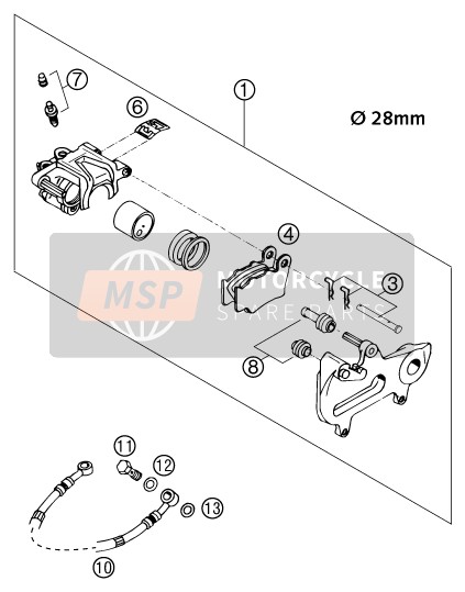 KTM 125 SXS Europe 2001 Rear Brake Caliper for a 2001 KTM 125 SXS Europe