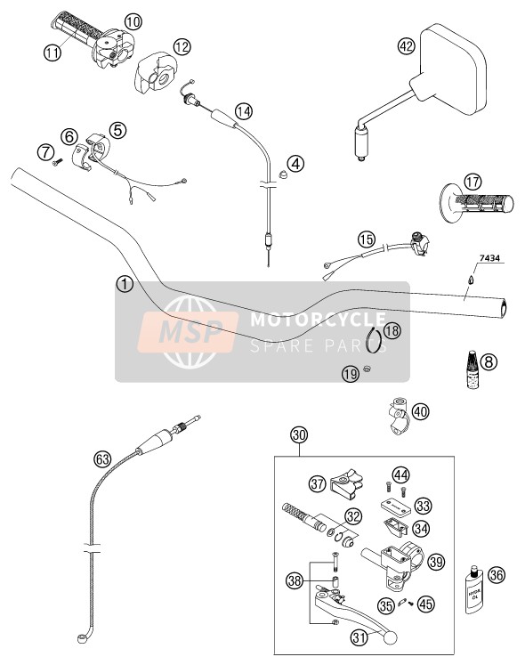 KTM 125 SXS Europe 2003 Stuur, Besturing voor een 2003 KTM 125 SXS Europe