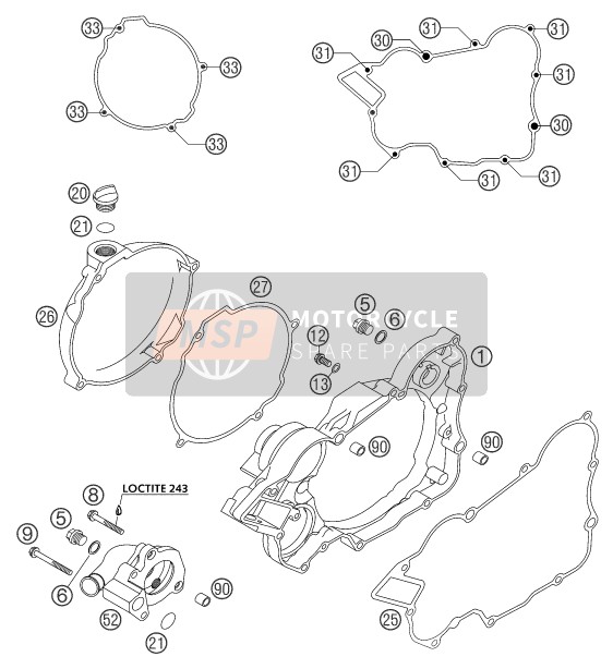 KTM 125 SXS Europe 2004 Coperchio frizione per un 2004 KTM 125 SXS Europe