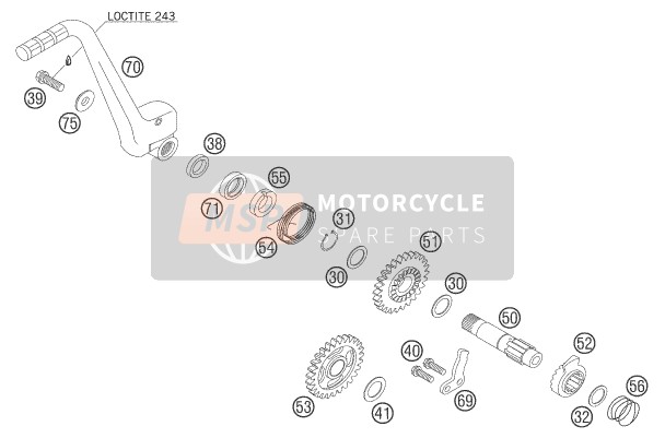 KTM 125 SXS Europe 2005 Démarreur au pied pour un 2005 KTM 125 SXS Europe