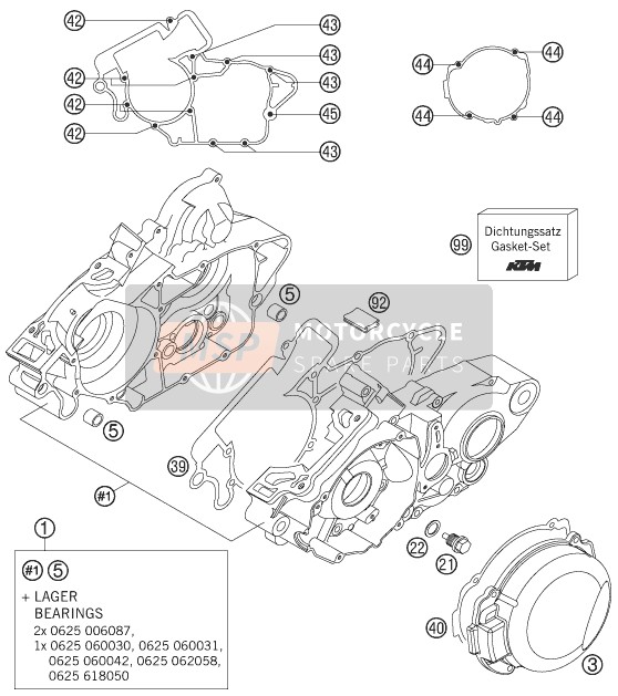 KTM 125 SXS Europe 2006 Boîtier moteur pour un 2006 KTM 125 SXS Europe