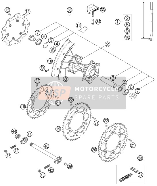 KTM 125 SXS Europe 2006 Rear Wheel for a 2006 KTM 125 SXS Europe