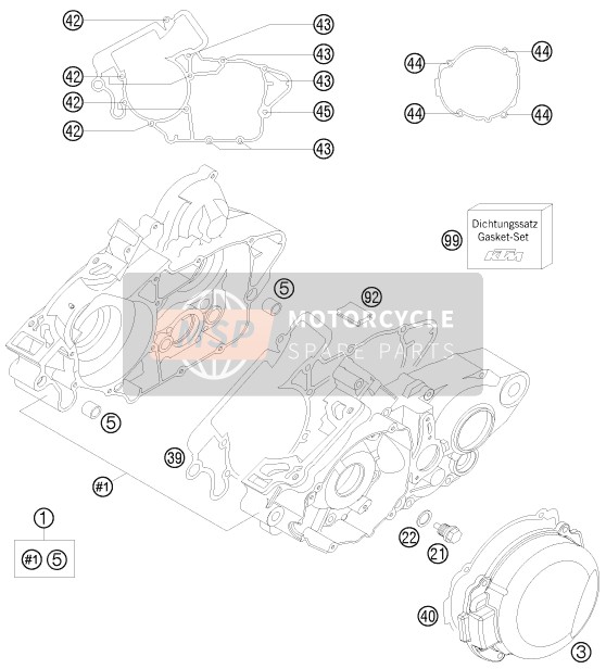 KTM 125 SXS Europe 2008 MOTORGEHÄUSE für ein 2008 KTM 125 SXS Europe