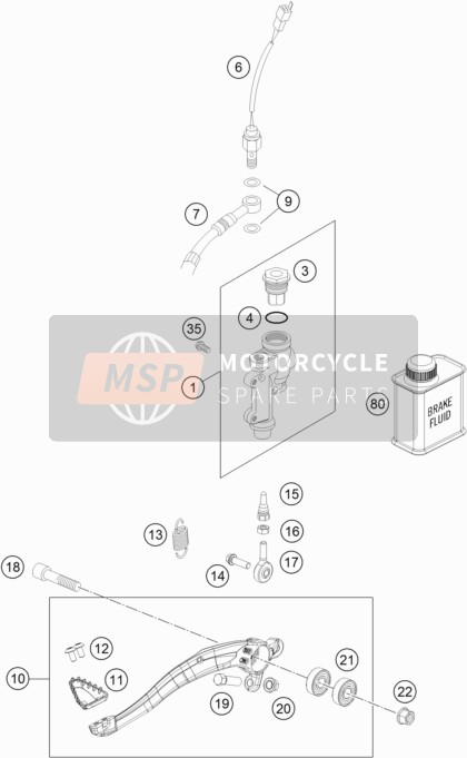 KTM 125 XC-W Europe 2017 Rear Brake Control for a 2017 KTM 125 XC-W Europe