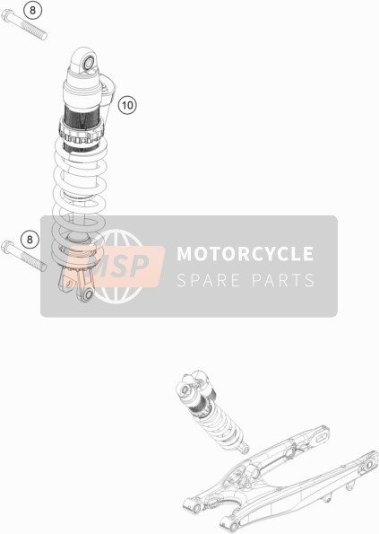 KTM 125 XC-W Europe 2017 Schokdemper voor een 2017 KTM 125 XC-W Europe