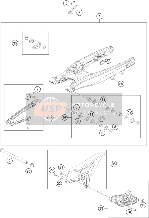 KTM 125 XC-W Europe 2017 Swing Arm for a 2017 KTM 125 XC-W Europe