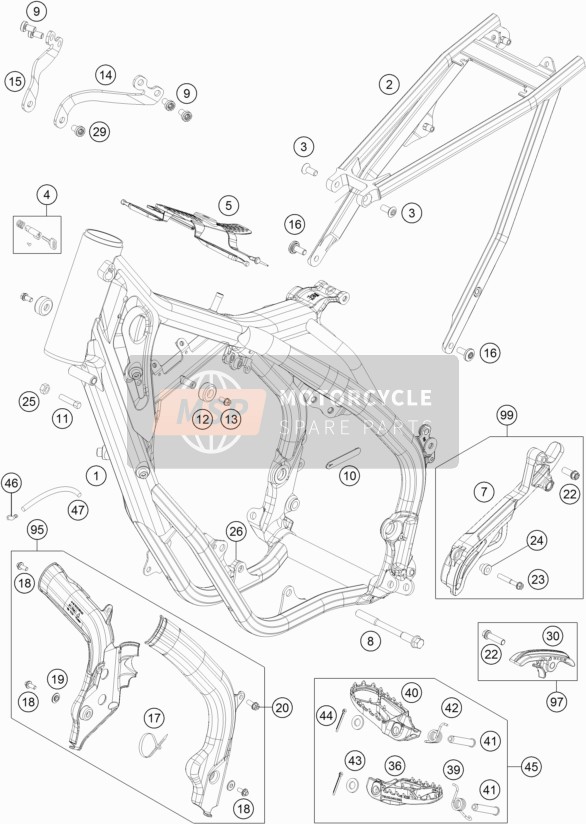 KTM 125 XC-W Europe 2018 Frame for a 2018 KTM 125 XC-W Europe