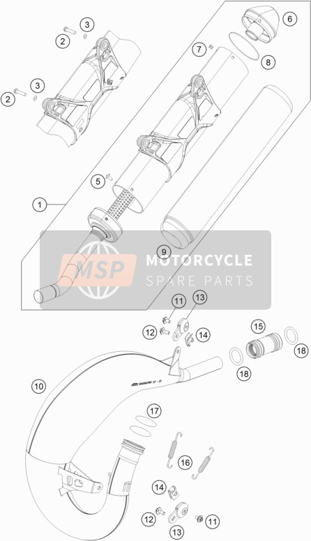 KTM 125 XC-W Europe 2019 Sistema de escape para un 2019 KTM 125 XC-W Europe