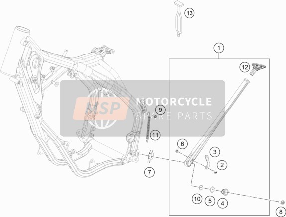 KTM 125 XC-W Europe 2019 Lado / Caballete central para un 2019 KTM 125 XC-W Europe