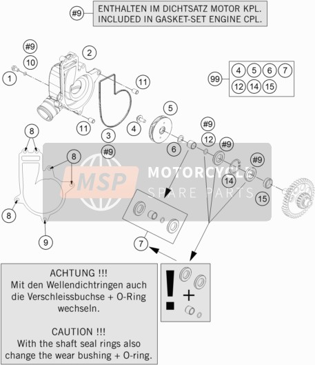 KTM 1290 S Adventure S, orange China 2019 Water Pump for a 2019 KTM 1290 S Adventure S, orange China