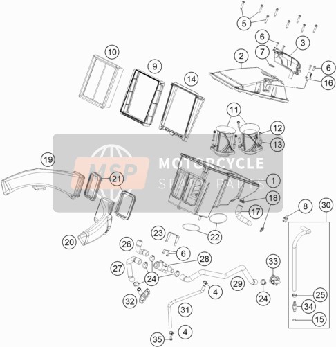 KTM 1290 S Adventure S, silver  2019 Air Filter for a 2019 KTM 1290 S Adventure S, silver 