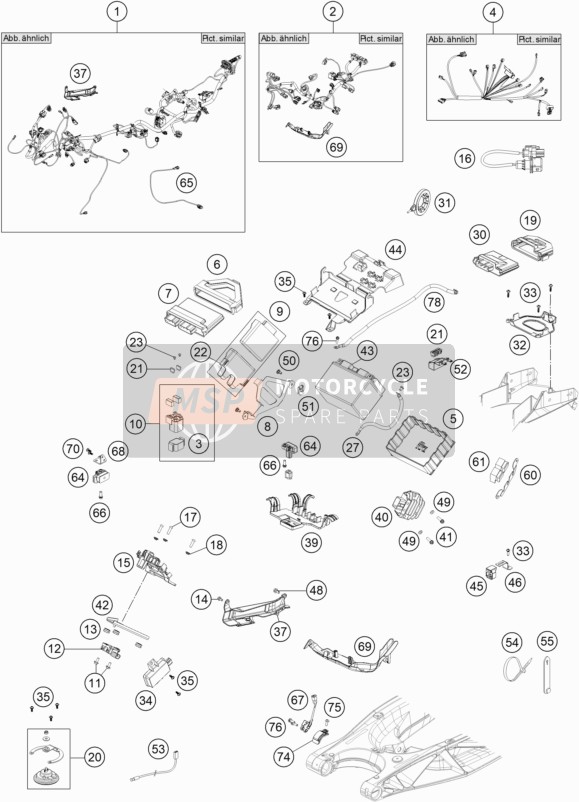 KTM 1290 S Adventure S, silver  2019 Wiring Harness for a 2019 KTM 1290 S Adventure S, silver 