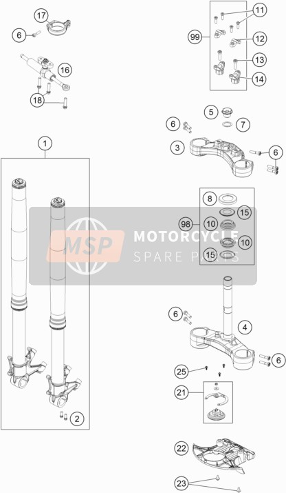 KTM 1290 SUPER ADV. S BLACK Europe 2017 Front Fork, Triple Clamp for a 2017 KTM 1290 SUPER ADV. S BLACK Europe