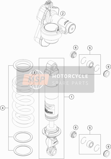 KTM 1290 SUPER ADV. S BLACK Europe 2017 Shock Absorber Disassembled for a 2017 KTM 1290 SUPER ADV. S BLACK Europe