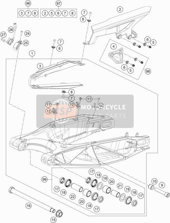 KTM 1290 SUPER ADV. S BLACK Europe 2017 Zwenkarm voor een 2017 KTM 1290 SUPER ADV. S BLACK Europe