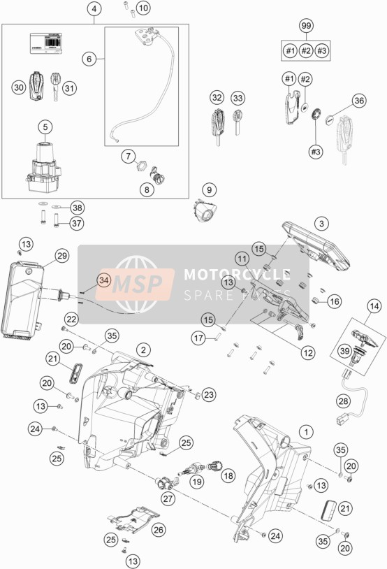 KTM 1290 SUPER ADV. S ORANGE Europe 2017 Instruments / Lock System for a 2017 KTM 1290 SUPER ADV. S ORANGE Europe