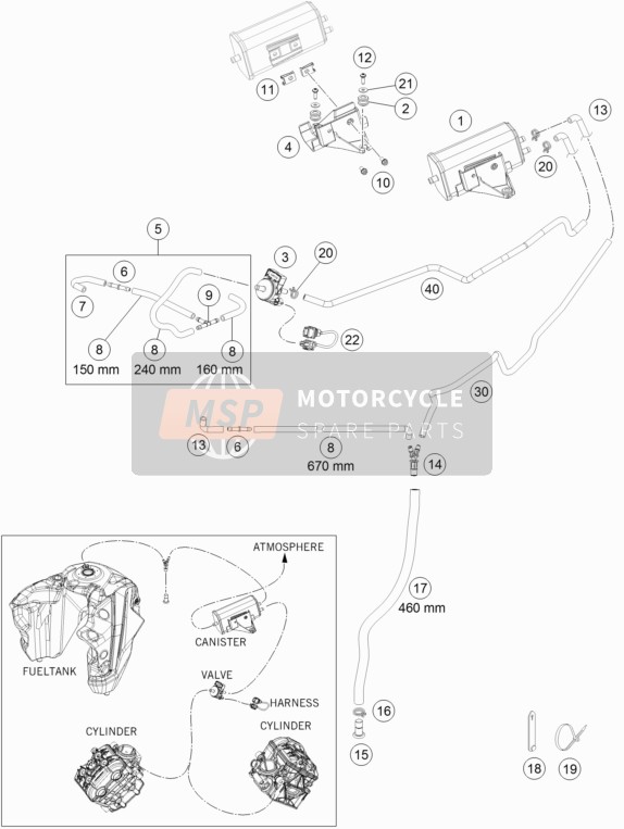 KTM 1290 SUPER ADVENTURE R TKC USA 2017 Evaporative Canister for a 2017 KTM 1290 SUPER ADVENTURE R TKC USA