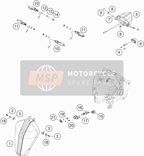 KTM 1290 SUPER ADVENTURE R TKC Europe 2019 Sistema de iluminación para un 2019 KTM 1290 SUPER ADVENTURE R TKC Europe