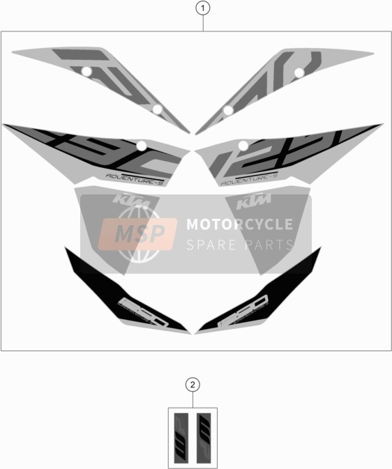 KTM 1290 Super Adventure S, black Europe 2018 Decal for a 2018 KTM 1290 Super Adventure S, black Europe