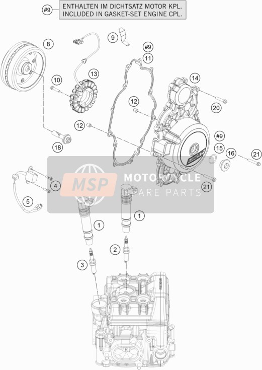 KTM 1290 Super Adventure T Europe 2017 Sistema di accensione per un 2017 KTM 1290 Super Adventure T Europe