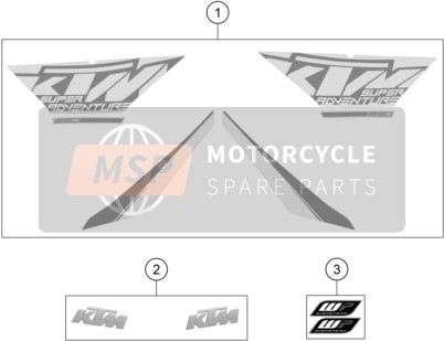 KTM 1290 SUPER ADVENTURE WH ABS Japan 2015 Decal for a 2015 KTM 1290 SUPER ADVENTURE WH ABS Japan