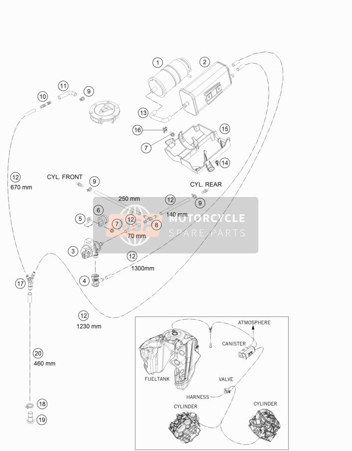 KTM 1290 SUPER ADVENTURE WH ABS USA 2015 Evaporative Canister for a 2015 KTM 1290 SUPER ADVENTURE WH ABS USA