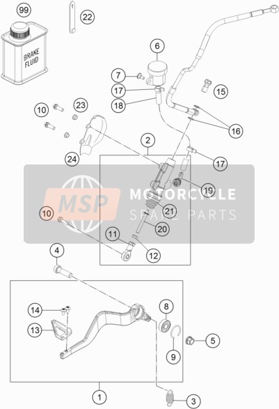 KTM 1290 SUPER ADVENTURE WH ABS USA 2015 Commande de frein arrière pour un 2015 KTM 1290 SUPER ADVENTURE WH ABS USA