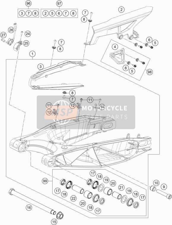 KTM 1290 SUPER ADVENTURE WH ABS Europe 2015 Swing Arm for a 2015 KTM 1290 SUPER ADVENTURE WH ABS Europe
