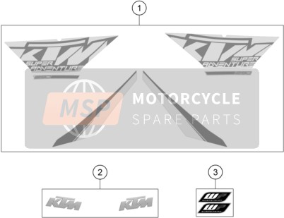 KTM 1290 SUPER ADVENTURE WH ABS USA 2016 Calcomanía para un 2016 KTM 1290 SUPER ADVENTURE WH ABS USA