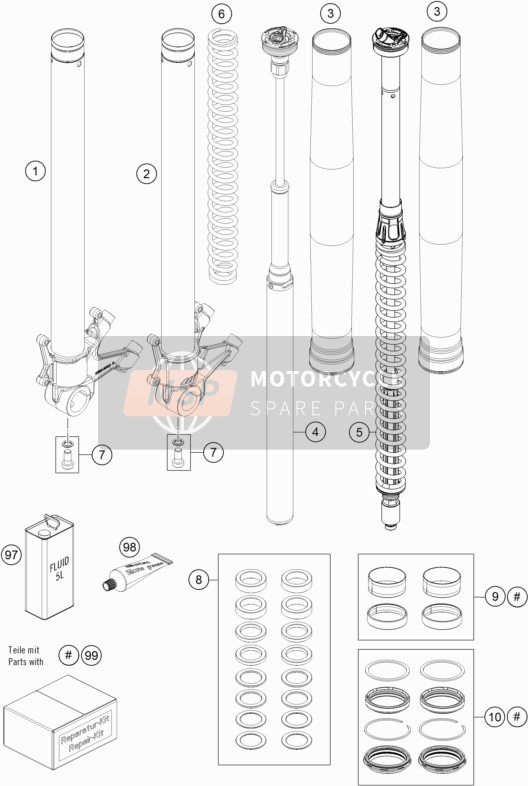 KTM 1290 SUPER ADVENTURE WH ABS Australia 2016 Front Fork Disassembled for a 2016 KTM 1290 SUPER ADVENTURE WH ABS Australia