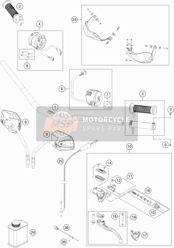 KTM 1290 SUPER ADVENTURE WH ABS Australia 2016 Handlebar, Controls for a 2016 KTM 1290 SUPER ADVENTURE WH ABS Australia
