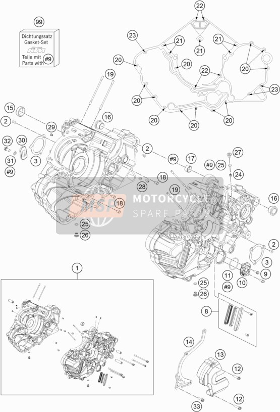 KTM 1290 SUPER DUKE GT GREY USA 2017 Boîtier moteur pour un 2017 KTM 1290 SUPER DUKE GT GREY USA