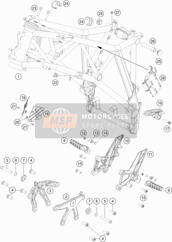 KTM 1290 SUPER DUKE GT GREY Japan 2017 Frame for a 2017 KTM 1290 SUPER DUKE GT GREY Japan