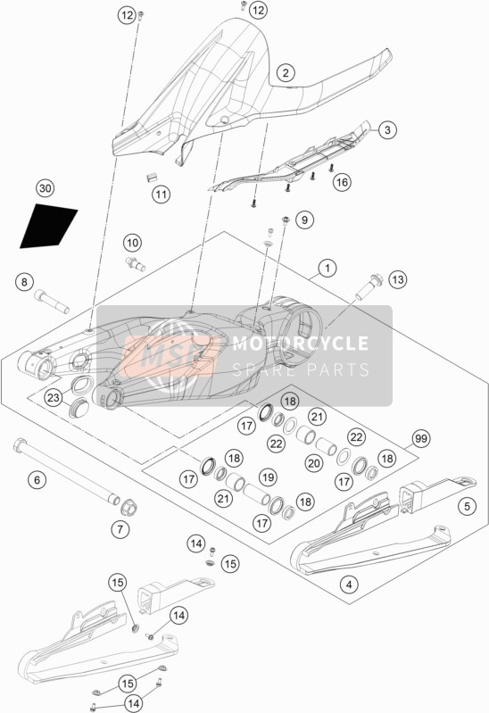 KTM 1290 SUPER DUKE GT GREY Europe 2017 Brazo oscilante para un 2017 KTM 1290 SUPER DUKE GT GREY Europe