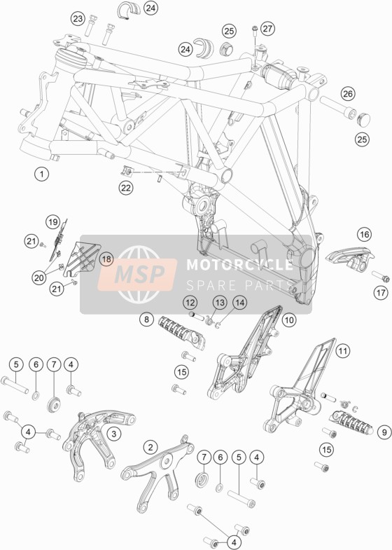 KTM 1290 SUPER DUKE GT GREY ABS Europe 2016 Frame for a 2016 KTM 1290 SUPER DUKE GT GREY ABS Europe