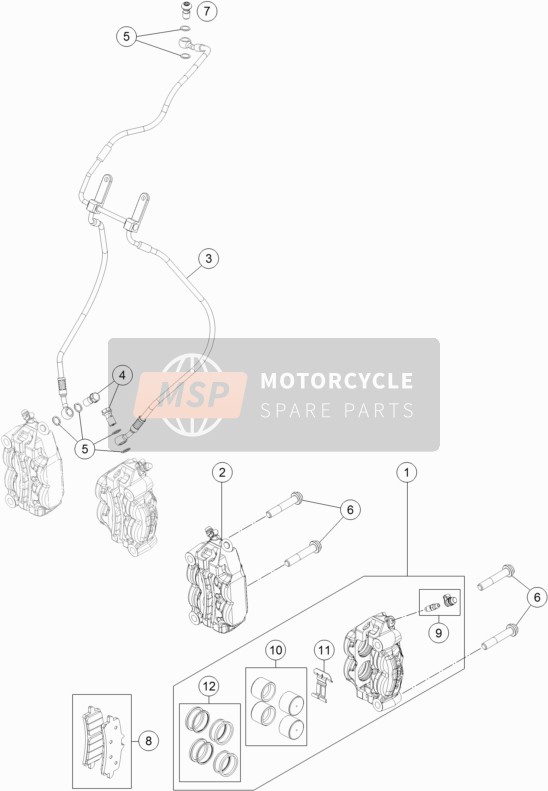 KTM 1290 SUPER DUKE GT GREY ABS Europe 2016 Étrier de frein avant pour un 2016 KTM 1290 SUPER DUKE GT GREY ABS Europe